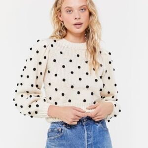 ASTR the label black dot heavyweight cotton woven sweater